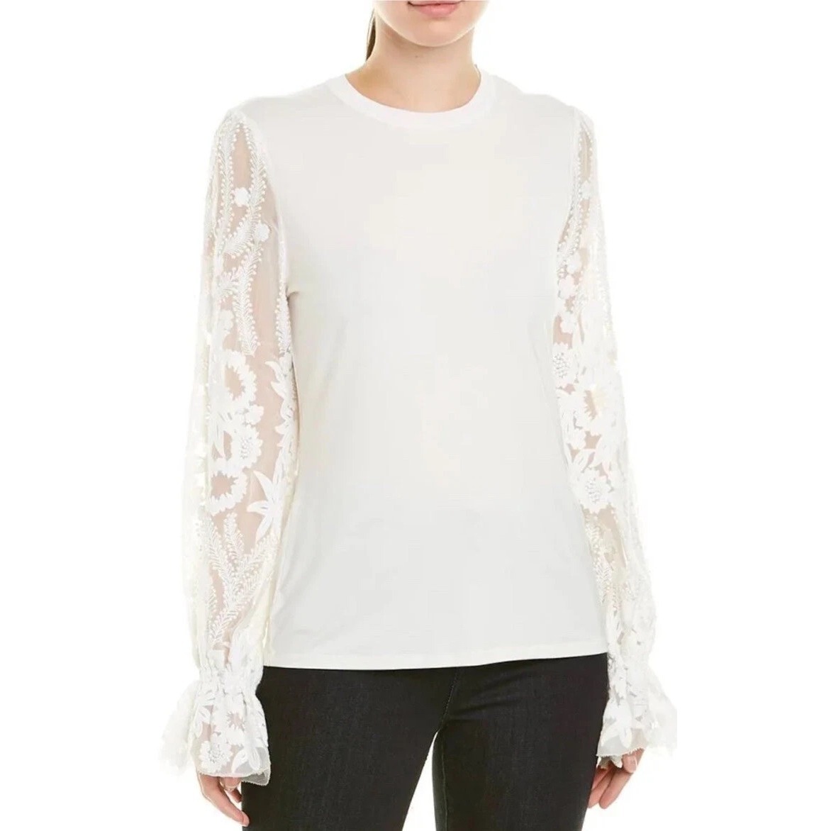 Elie Tahari Harmani Lace Sleeve Top / Multiple Sizes / Nwt / Msrp $248